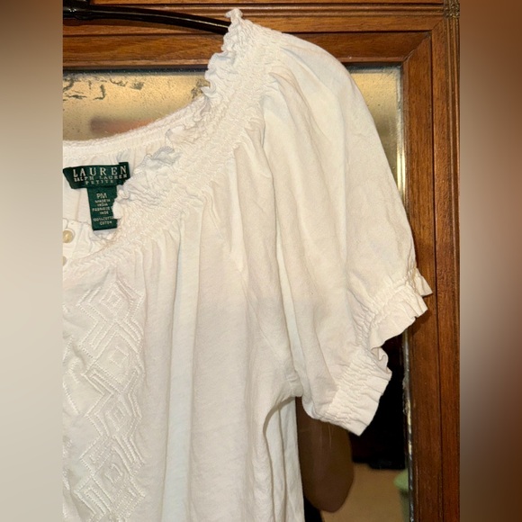 Women's Lauren Ralph Lauren Cropped Blouse, size Petite Medium - Picture 4 of 11